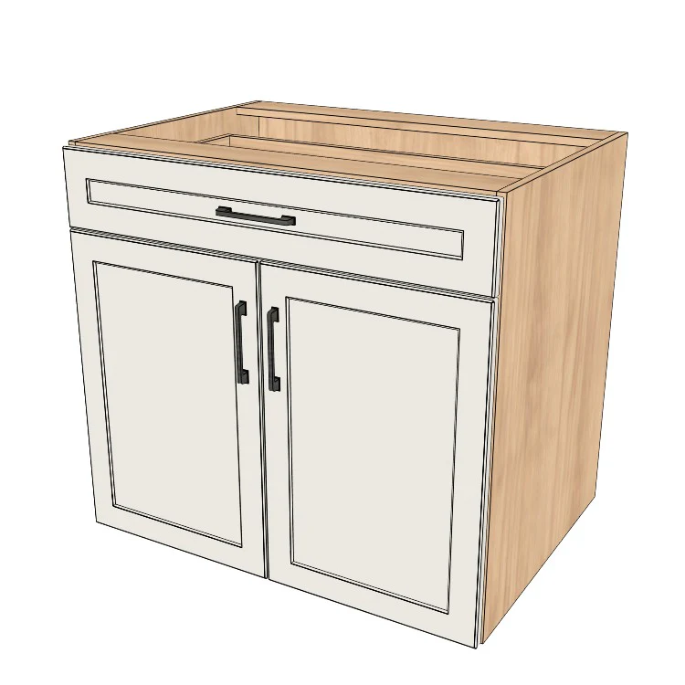 34" Wide Base Cabinet With Drawer On Top - (Hardrock Maple Melamine Boxes - Thermofoil Doors)