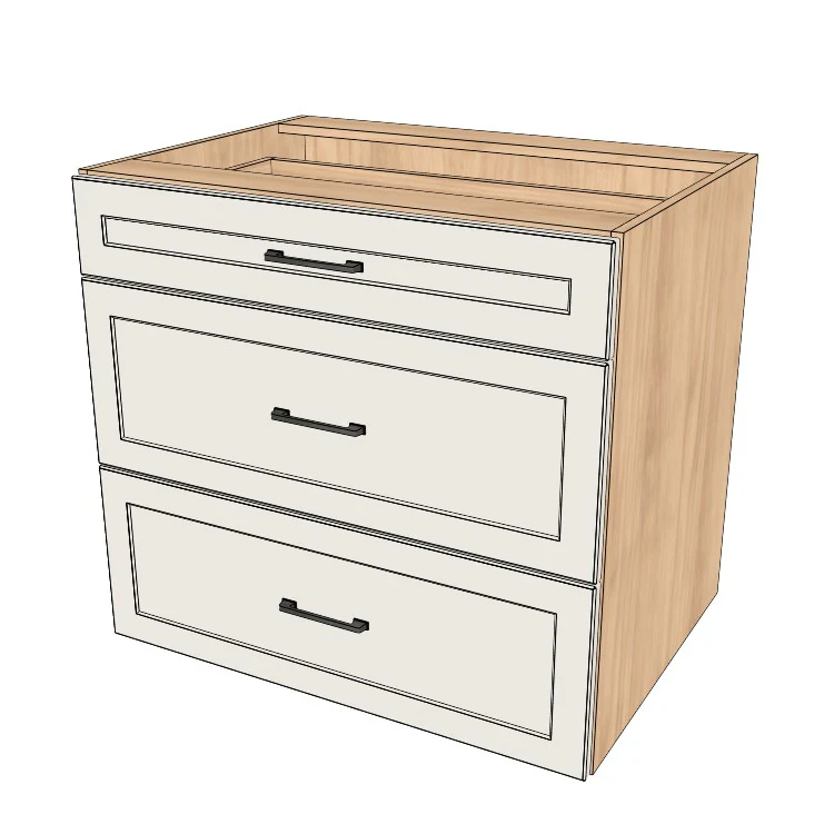 34" Wide Drawer Cabinet - (Hardrock Maple Melamine Boxes - Painted Doors)