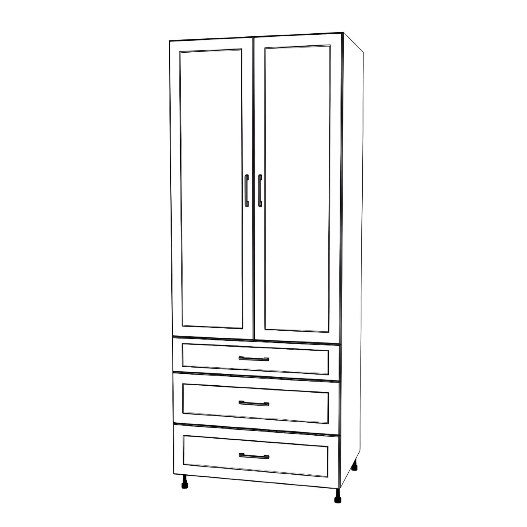 34" Wide Tall Pantry Cabinet with Drawers - Painted Doors