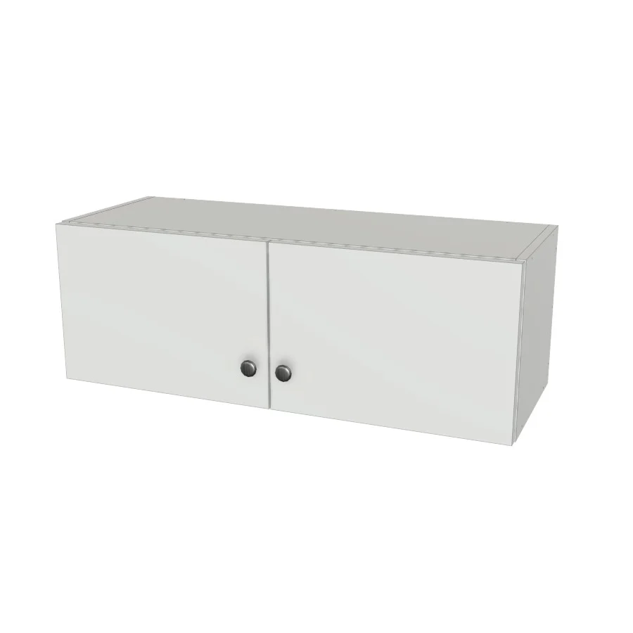 34" Wide x 12" High Wall Cabinet - (White Melamine Boxes - Flat Panel Doors)