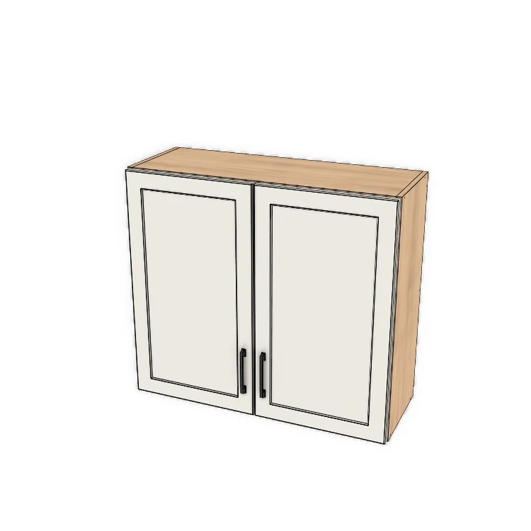 34" Wide x 30" High Fridge/Stove Cabinet - (Hardrock Maple Melamine Boxes - Painted Doors)
