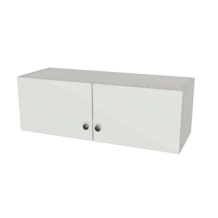 35" Wide x 12" High Wall Cabinet - (White Melamine Boxes - Flat Panel Doors)