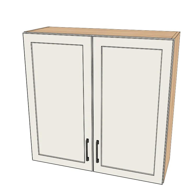 35" Wide x 34" High Wall Cabinet - (Hardrock Maple Melamine Boxes - Painted Doors)