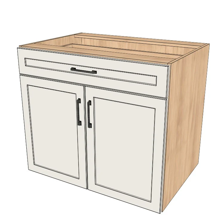 36" Wide Base Cabinet With Drawer On Top - (Hardrock Maple Melamine Boxes - Painted Doors)