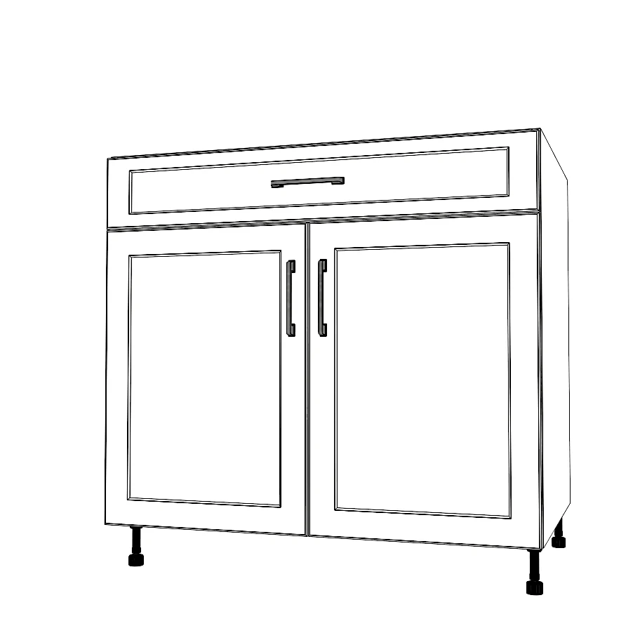 36" Wide Base Cabinet With Drawer On Top - Painted Doors