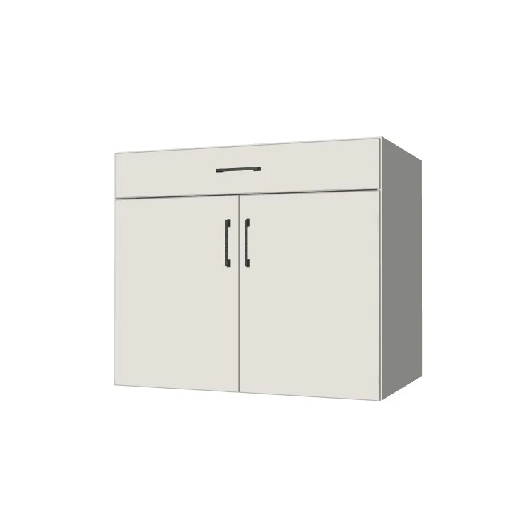 36" Wide Base Cabinet With Drawer On Top - (White Melamine Boxes - Flat Panel Doors)