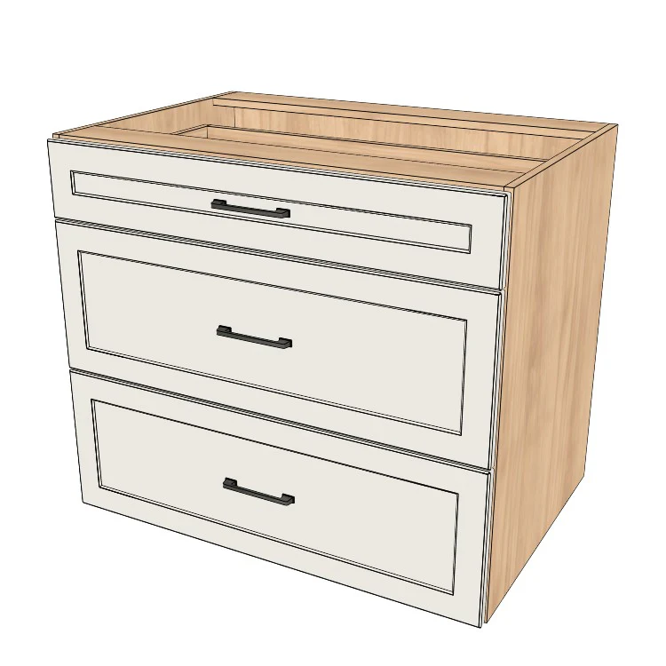 36" Wide Drawer Cabinet - (Hardrock Maple Melamine Boxes - Painted Doors)