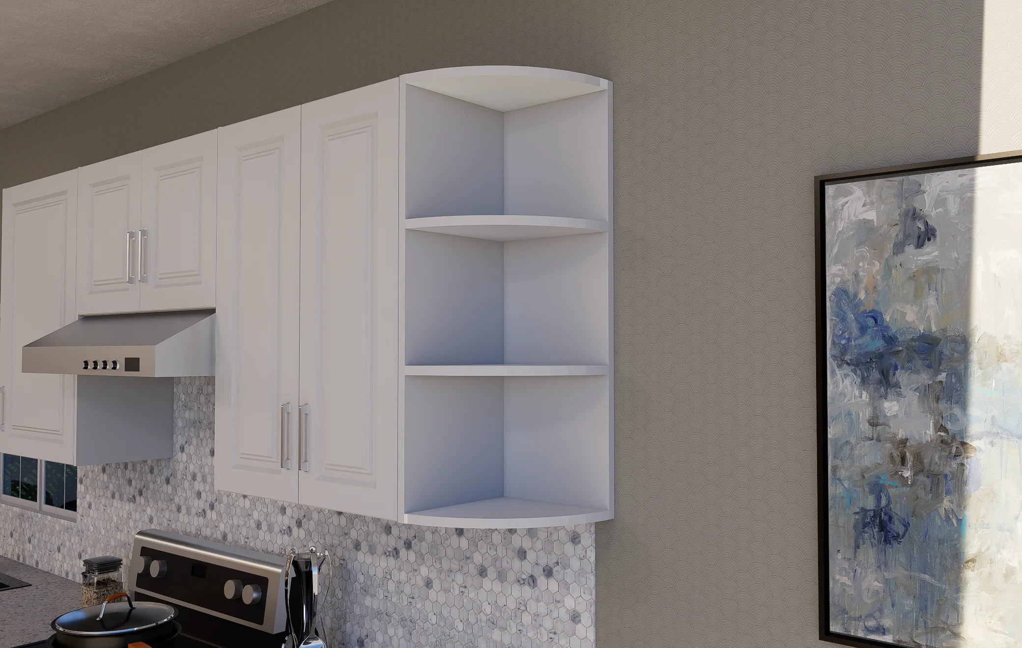 Corner Open Shelf Cabinet - Rounded - Image 2