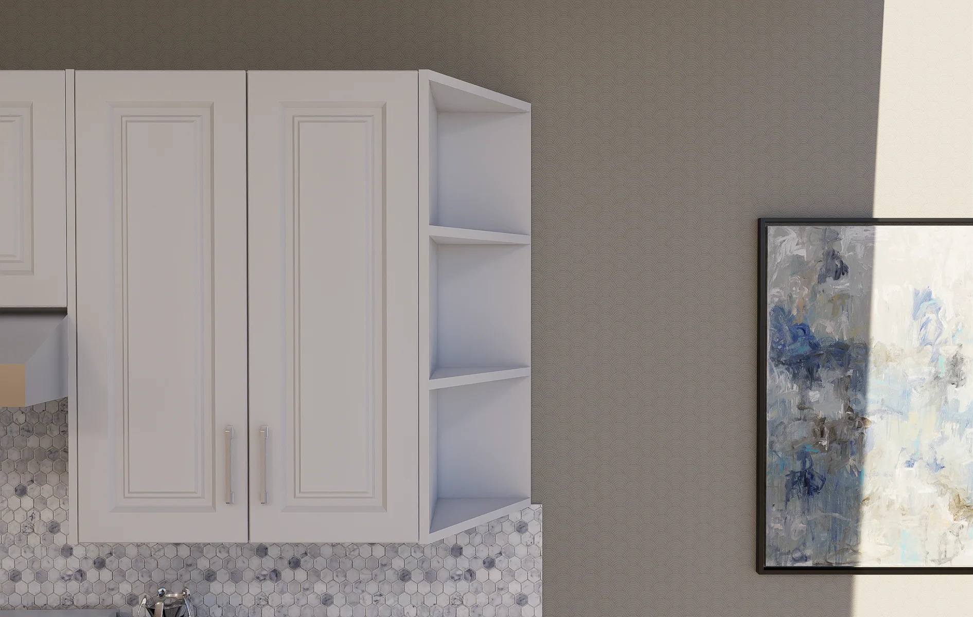 Corner Open Shelf Cabinet - Angled - Image 3